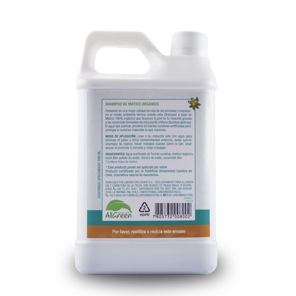 Shampoo de Matico orgánico 1 litro